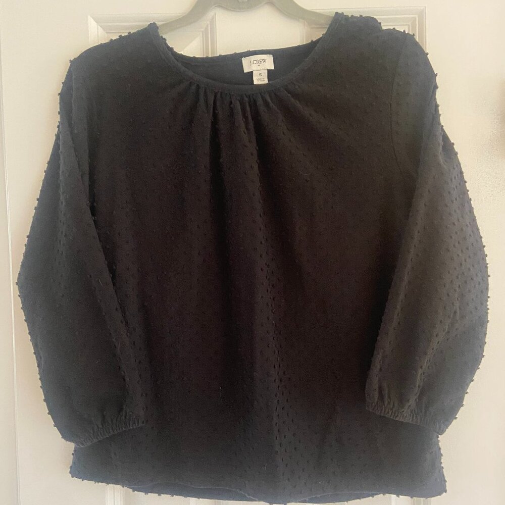J Crew Black Peasant Blouse Size S